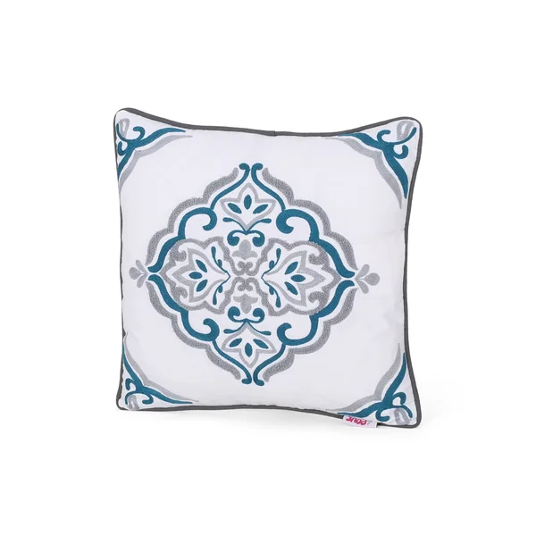 Anneli Modern Fabric Throw Pillow - Blue/Beige by GDFStudio