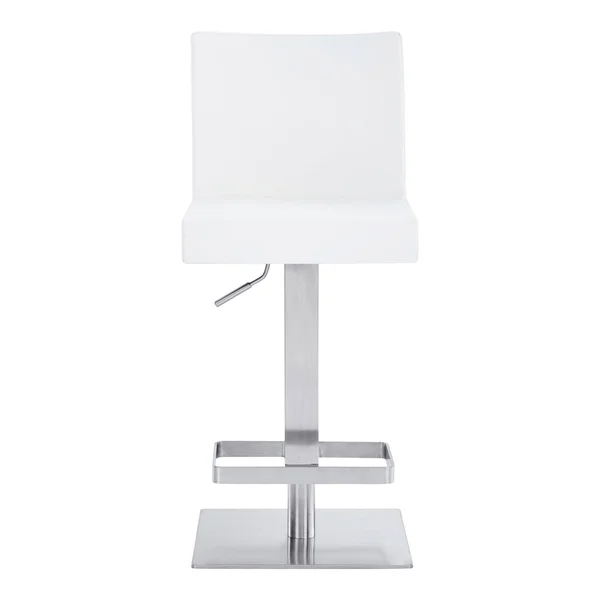 Leatherette Swivel Barstool with Adjustable Height, White