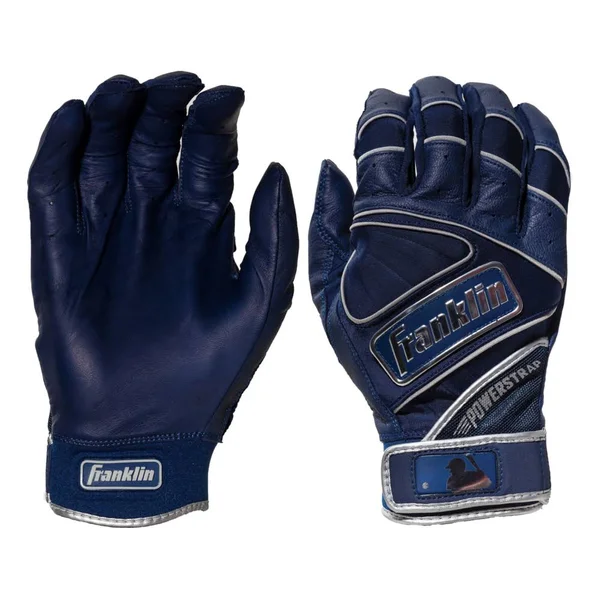 Franklin Powerstrap Chrome Adult Batting Gloves - Royal Large