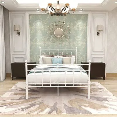 Metal Platform Bed Alcott Hill Color: White - Size: Full/Double