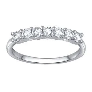 Divina 10K White Gold 1/2ct TDW Size: 7-Stone Diamond Anniversary Band (Size: 7), Women's