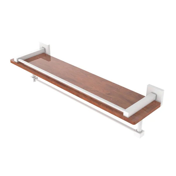 Allied Brass Montero Collection 22 inch IPE Ironwood Shelf Gallery Rail and Towel Bar Matte White