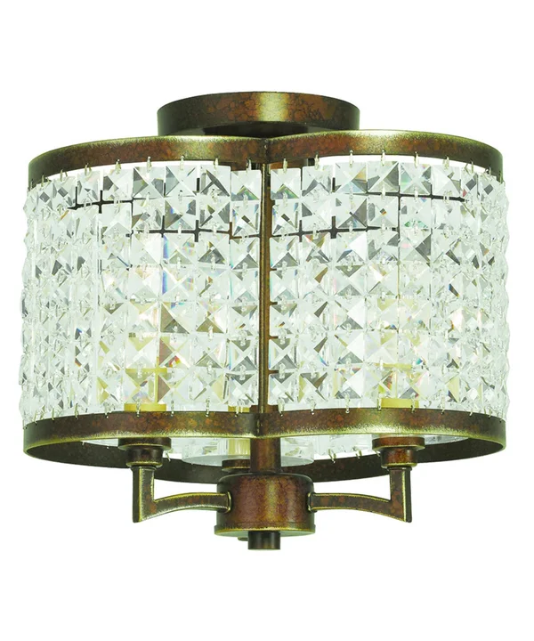 Livex Lighting 50573-64 Grammercy 3-Light Ceiling Mount - Hand Painted Palacial Bronze