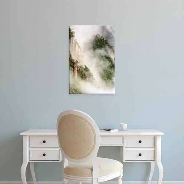 Easy Art Prints Adam Jones's 'Misty Valleys' Premium Canvas Art - 24 x 16 - Modern Black Frame