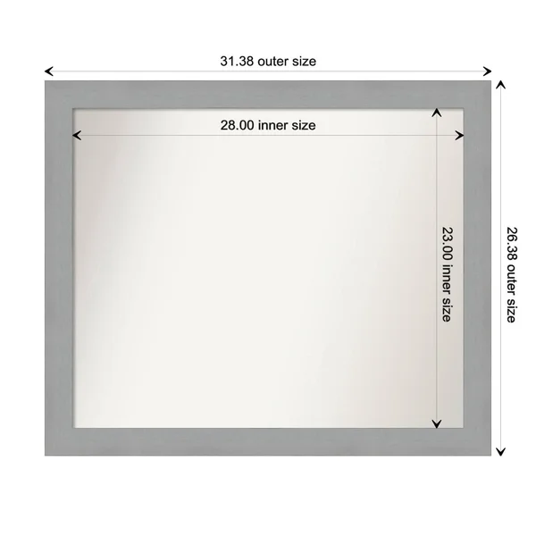 Amanti Art Medium Rectangle Brushed Nickel Contemporary Mirror (26.5 in. H x 31.5 in. W)