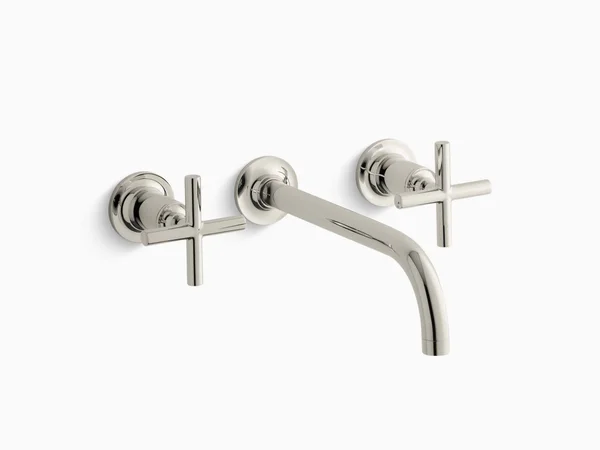 Kohler K-T14414-3-SN Purist Wall-Mount Bathroom Sink Faucet Trim with 9 1/2x22 Spout Reach Vibrant Polished Nickel