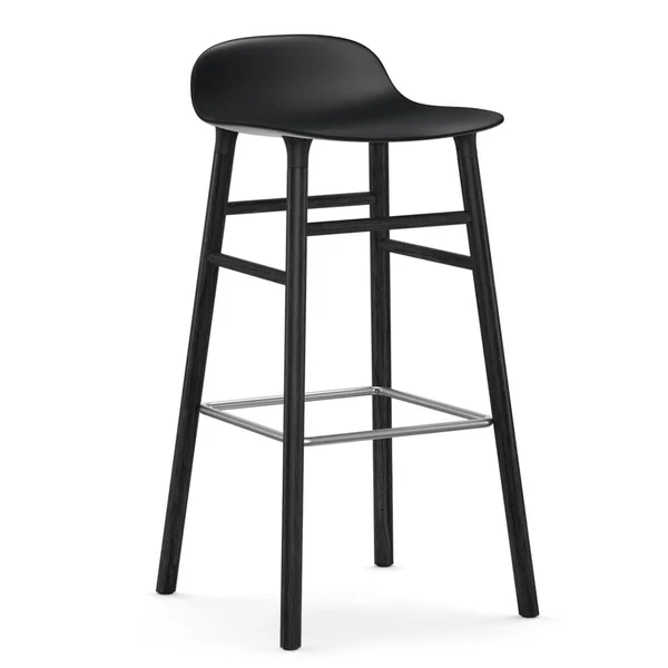Normann Copenhagen Form Barstool - Wood Legs, Black, Black Lacquered Wood