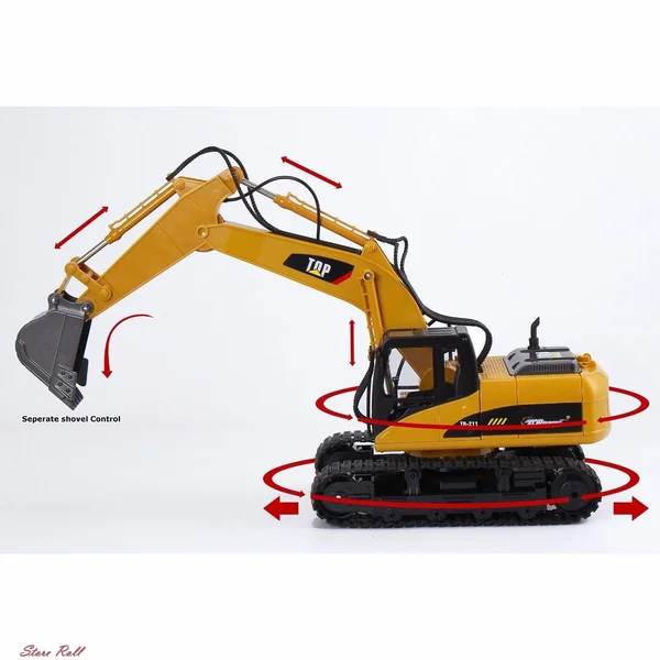 Top Race 15 Channel Full Functional Remote Control Excavator Construction Toy