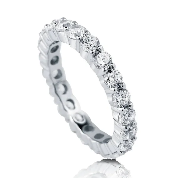Berricle Sterling Silver Cubic Zirconia CZ Anniversary Wedding Eternity Band Ring Size 8