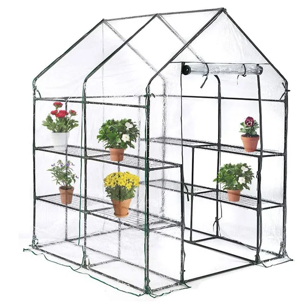 Bestmassage Portable Mini Greenhouse Indoor Outdoor Plant Shelves Tomato Canopy