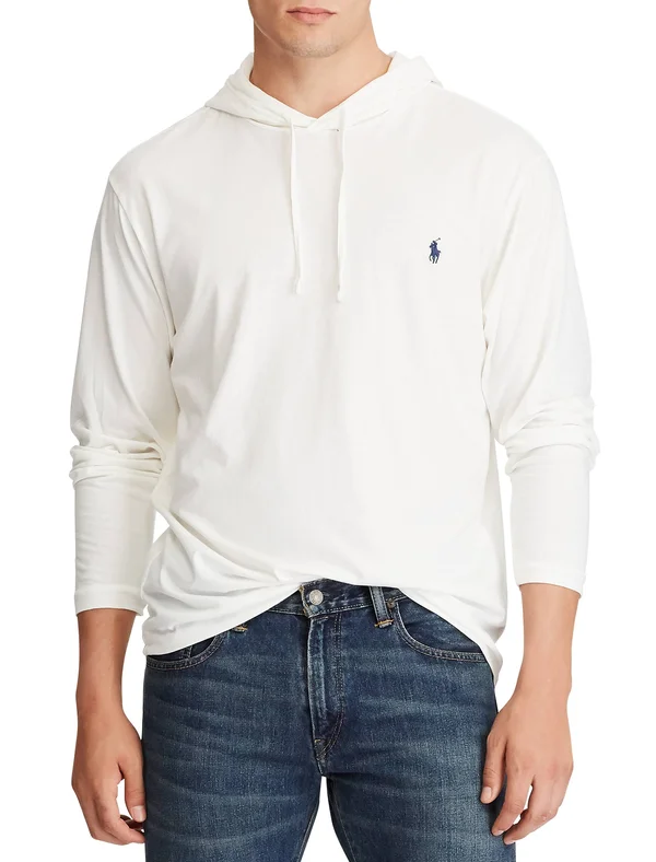 Polo Ralph Lauren Men's Big & Tall Hooded Long Sleeve T-Shirt - White