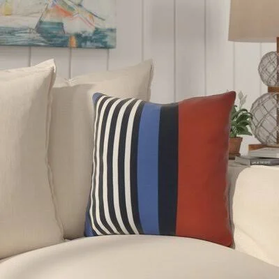 Breakwater Bay Bartow Beach Shack Throw Pillow Size: 20x22 H x 20x22 W x 3x22 D - Color: Red/Navy Blue