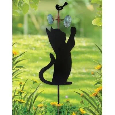 Pollux Cat Spinner Garden Stake Red Barrel Studio
