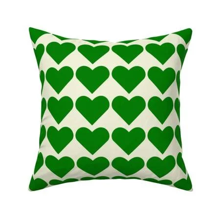 Heart Hearts Colored Colorful Throw Pillow Cover W Optional Insert by Roostery - Size: 18 x 18 Cu003EOnly, Green