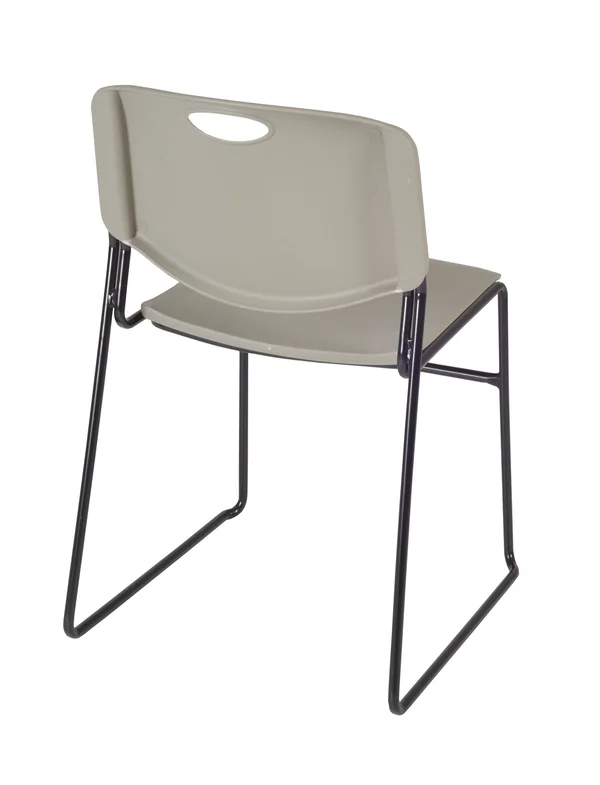 Regency Kobe 36x22 Round Breakroom Table- Mocha Walnut & 4 Zeng Stack Chairs- Grey