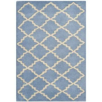 Donoghue Geometric Handmade Tufted Wool Blue/Cream Area Rug Charlton Home Rug Size: Rectangle 4' x 6'