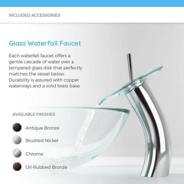 Mr Direct 601 Turquoise Brushed Nickel Waterfall Faucet Bathroom Ensemble