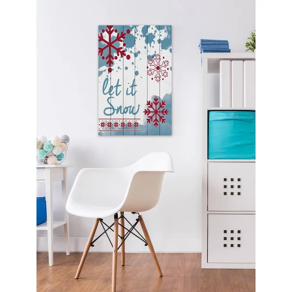 Let It Snow Painting Print on White Wood - Size: 24 inch x 16 inch