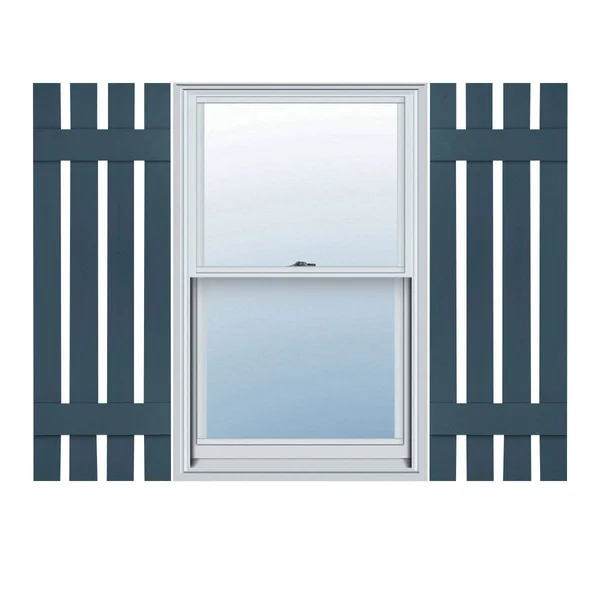 Ekena Millwork LS4C16X04700CB Lifetime Vinyl - Custom Four Board Spaced, Board-n-Batten Shutters, w/ Shutter-Loks (Per Pair), 16