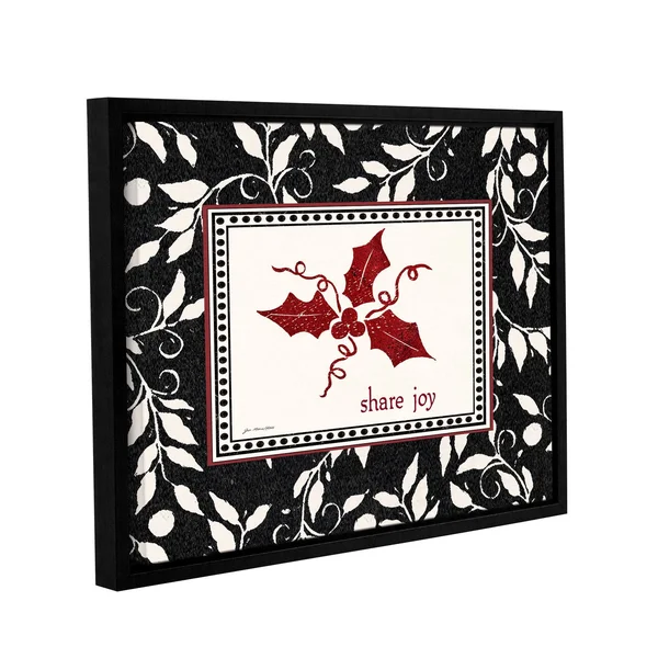 ArtWall Jo Moulton's 'Share Joy Ivy' Gallery Wrapped Floater-framed Canvas - Black, 14 x 18