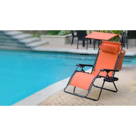 Jeco GC11 Oversized Zero Gravity Chair with Sunshade and Drink Tray - Orange