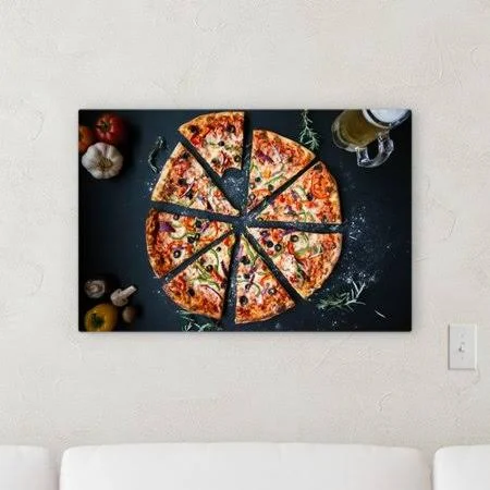 Fleur De Lis Living 'Pizza' Photographic Print on Canvas - Size: 20 inch H x 30 inch W x 2 inch D, Yellow