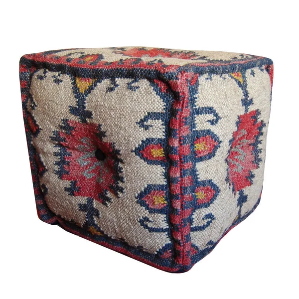 Handmade Kilim Ottoman (India) - 16" x 16" x 16" (16" x 16" x 16"), Red, Herat Oriental