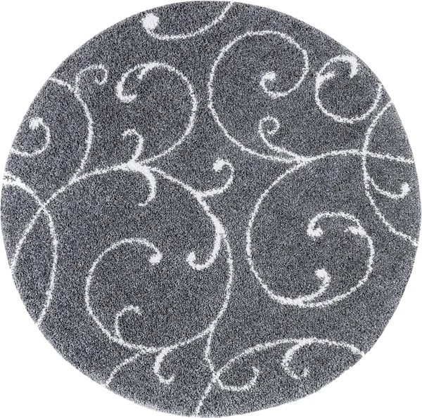 Tayse Soho Shag Benji SOH1101 Gray Area Rug Round 5&3x22 x 5&3x22