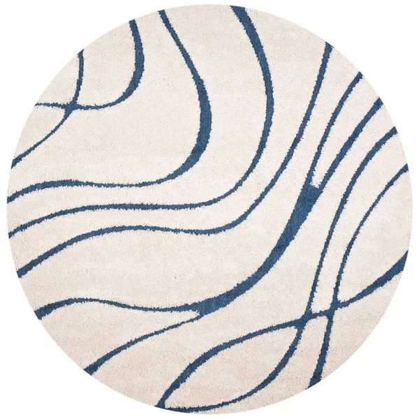 Safavieh Florida Shag Sigtraud Abstract Waves 1.2-inch Thick Rug - 11& x 15& - Ivory/Black