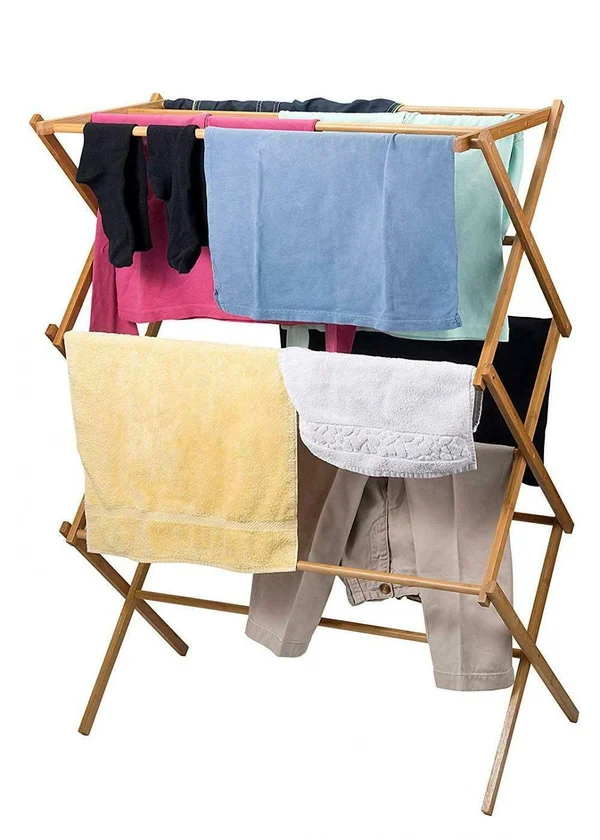 Home-it Clothes Drying Rack - Bamboo Wooden Clothes Rack - Heavy Duty Cloth