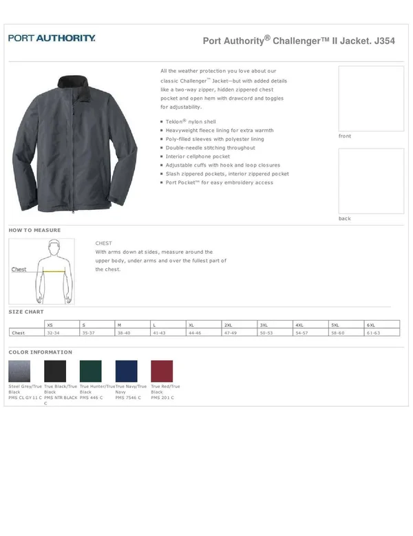 Port Authority J354 Challenger II Jacket - Steel Grey/True Black - Xs