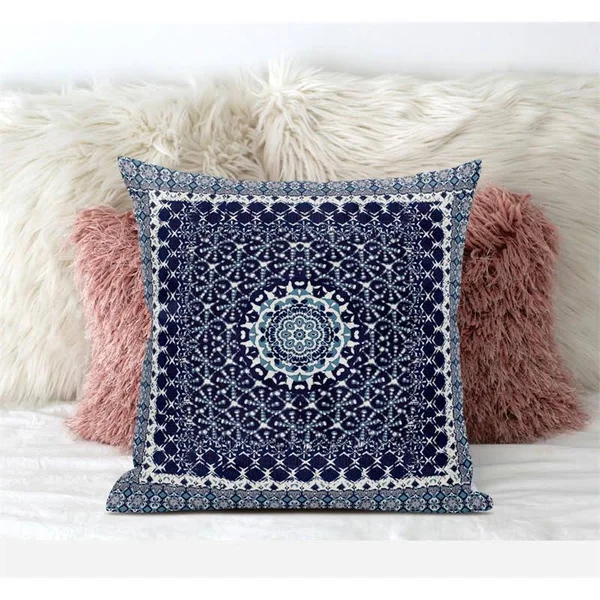 Amrita Sen Designs Holy Tie Die Flower Suede Zippered Pillow W Insert in Sea Green Red 16 x 16