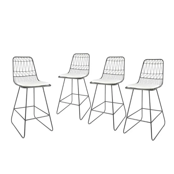 Noble House Niez Outdoor 26x22 Counter Stool in Gray (Set of 4)