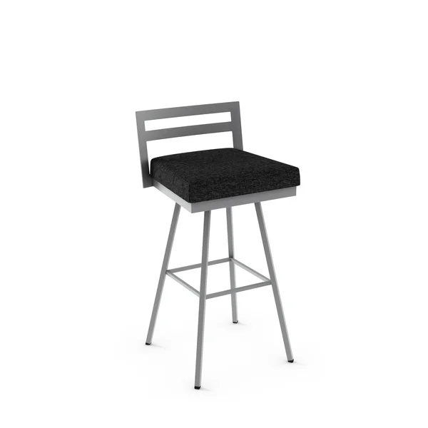 Amisco Hopkins Swivel Counter and Bar Stool - Heather Black Polyester/Textured Silver Grey Metal - Counter Height