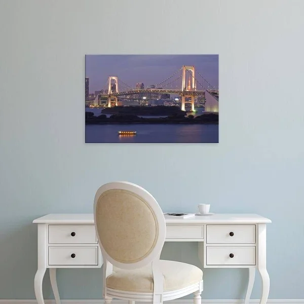 Easy Art Prints Rob Tilley's 'Rainbow Bridge at Dusk' Premium Canvas Art - 24 x 36 - Brazilian Barnwood Frame