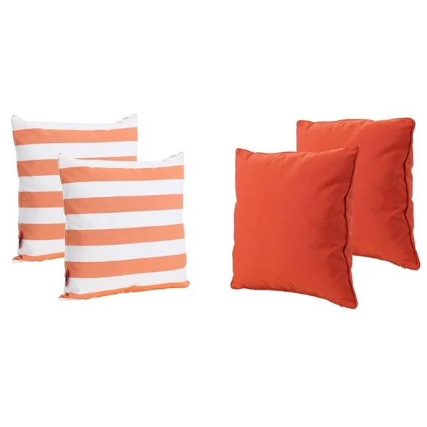 Noble House Coronado Orange Stripe Outdoor Throw Pillow (4-Pack)
