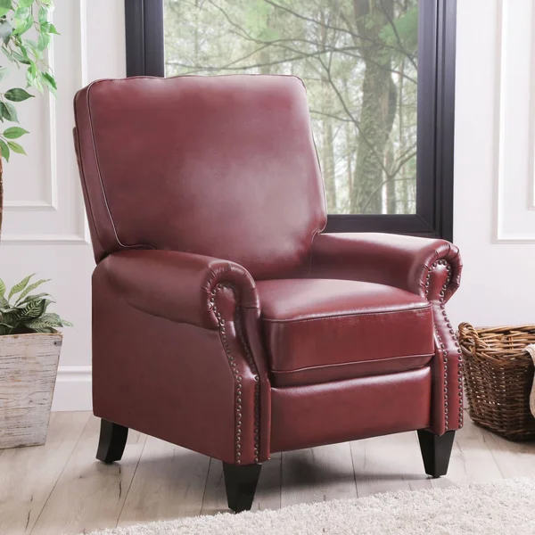 Abbyson Living Braxton Leather Pushback Recliner, Red