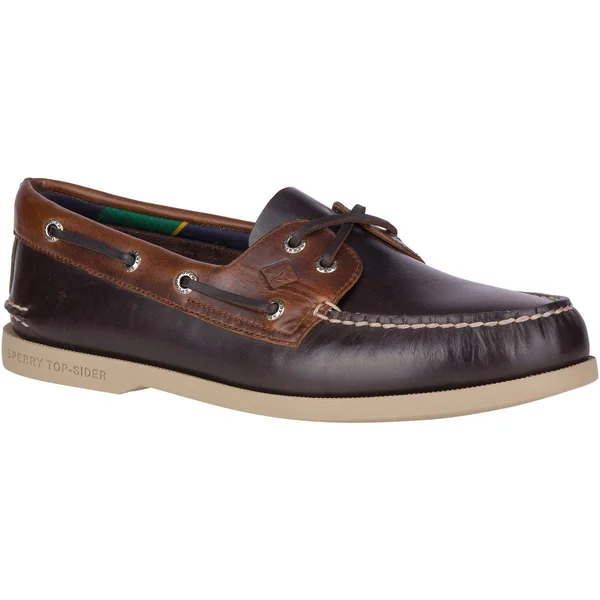 Sperry Top-Sider Men's Authentic Original 2-Eye Plush Varsity Boat Shoe - Size: 8.5, Brown/Tan Leather