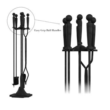 Hastings Home 627444Iby 5-Piece Fireplace Tool Set Heavy Duty Essentia