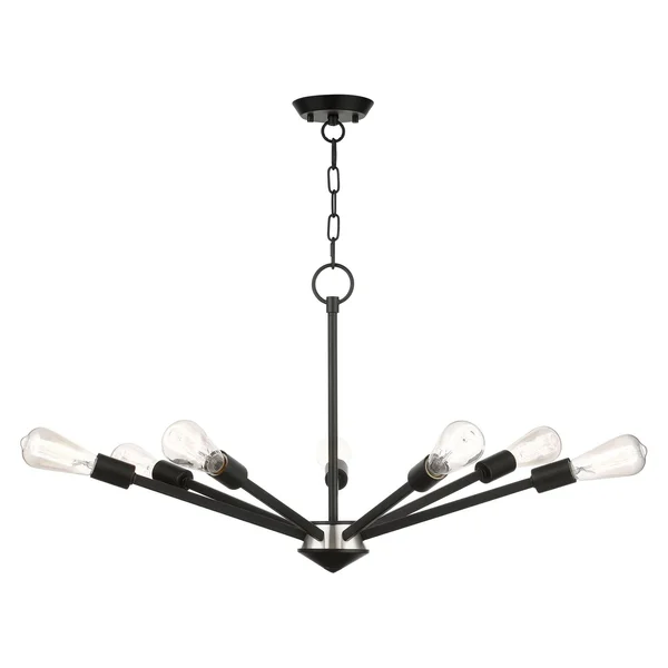 Livex Lighting-45837-04-Prague - 7 Light Chandelier Black/Brushed