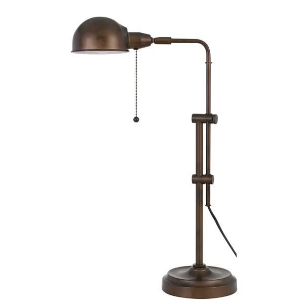 Adjustable Height Metal Desk Lamp with Dome Shade - Rustic Bronze