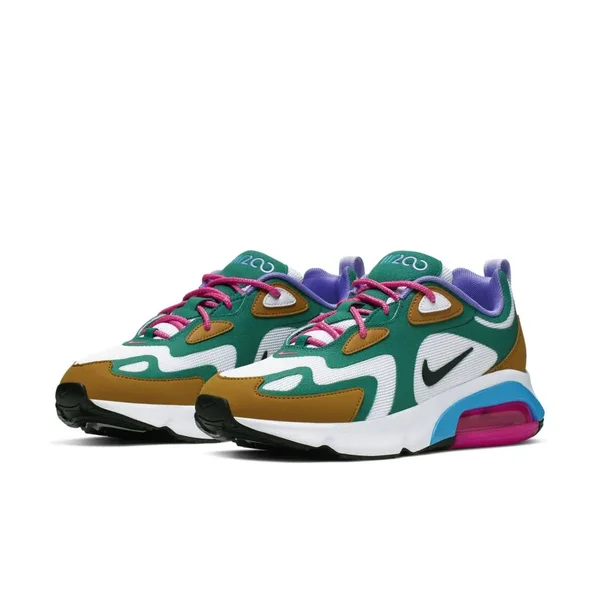 Nike Women's Air Max 200 Sneakers - Mystic Green/White/Gold Suede - 8.5