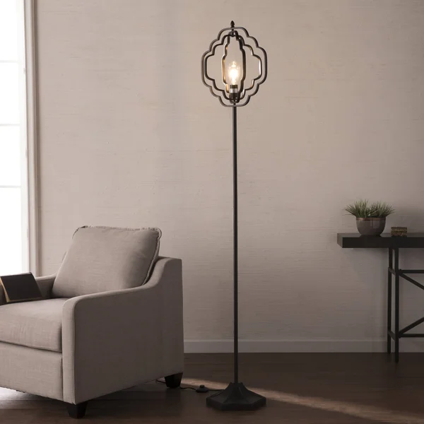 Southern Enterprises Lysander Black Geometric Floor Lamp