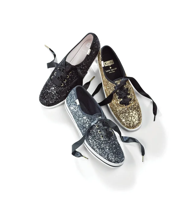 Keds x Kate Spade New York Glitter Sneakers, Platinum - Size 10