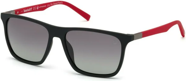 Timberland TB9198 02D 58 Sunglasses - Matte Black with Red Rubber
