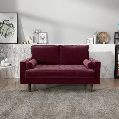 Christner 58x22 Velvet Square Arm Loveseat Mercer41 Fabric: Burgundy