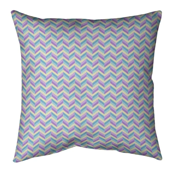 Blue Chevrons Throw Pillow - 14 x 14 - Blue & Orange - Synthetic Fiber