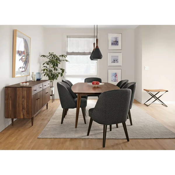 Room & Board - Modern Cora Side Chair in Declan Natural w/ Charcoal Legs White Brown - Performance Fabric