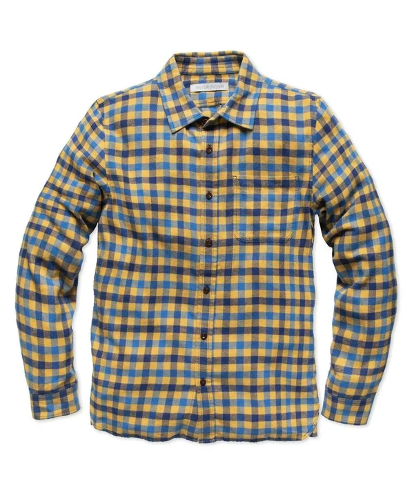 Outerknown Transitional Flannel Shirt - Men's Marigold Ashbury Plaid, M