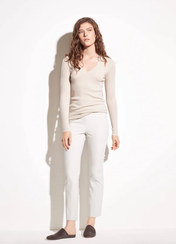 Vince Stitch-Front Seam Leggings Gesso